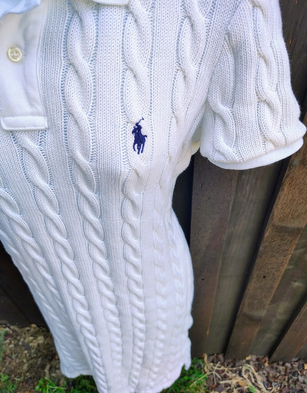 SOLD 7/28 - Ralph Lauren White Cable Knit Polo Dress with Pony Logo - Picture 2 of 6